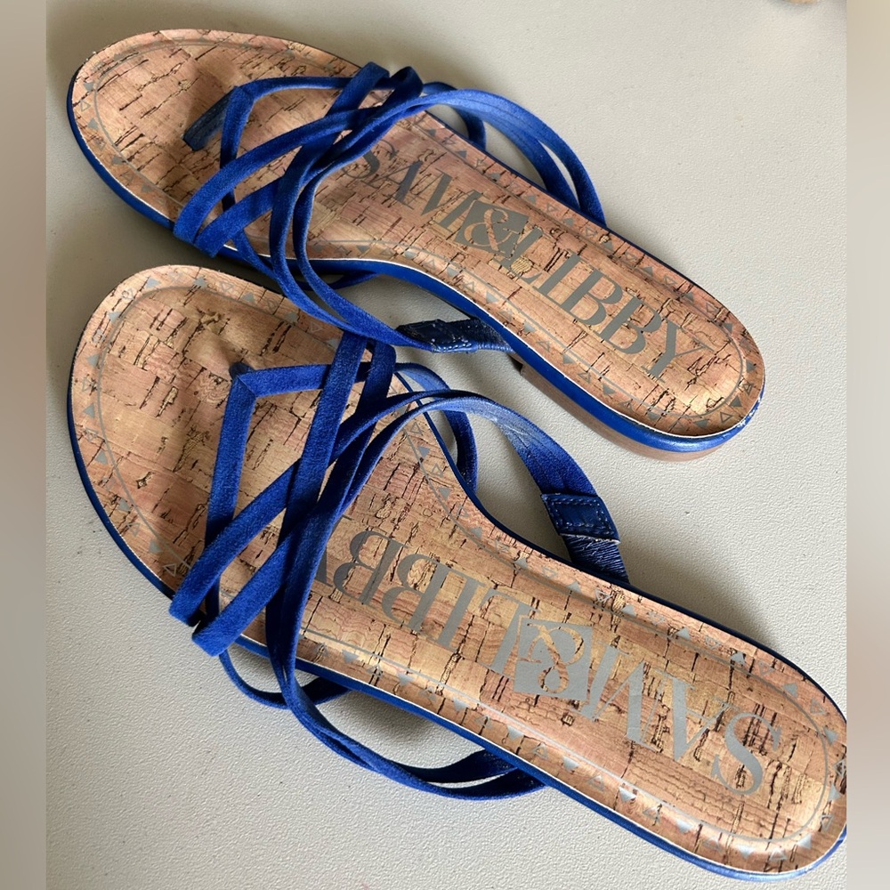 Sam & Libby Royal Blue Suede Sandals - Picture 5 of 9